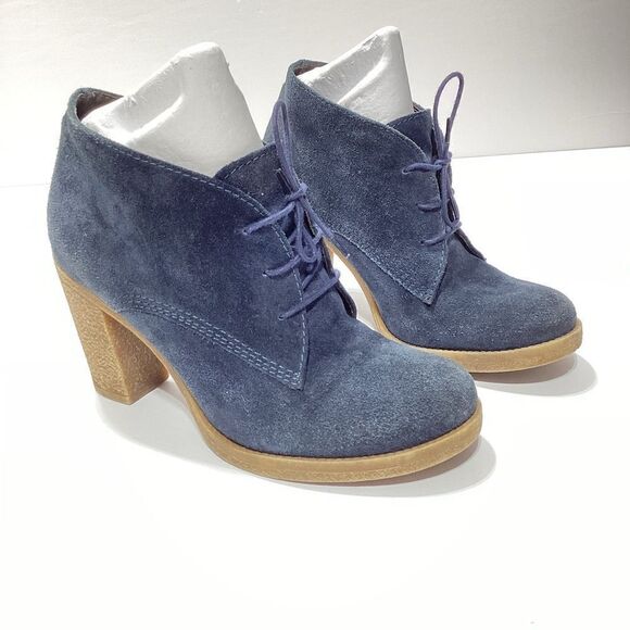 Vera Pelle Shoes - Bata Made In Italy Suede Lace Up Chunky Heels Booties